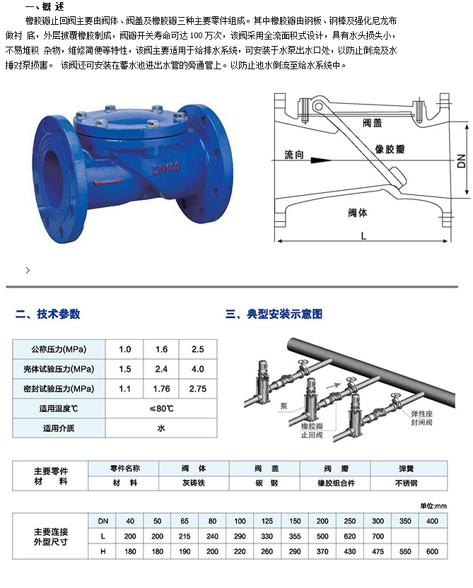 米兰app下载免费安装苹果手机HC44X橡胶瓣止回阀技术参数图